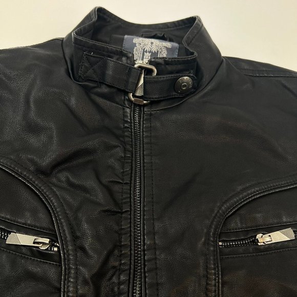 Bleu Grandeur Faux Leather Moto Jacket - Picture 11 of 11